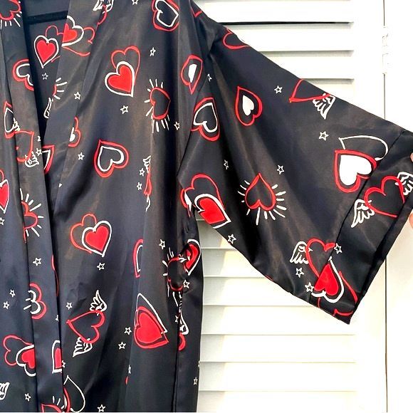 Vintage Dentelle Y2K Valentines Day Heart Love Dressing Robe size Medium - Picture 2 of 9